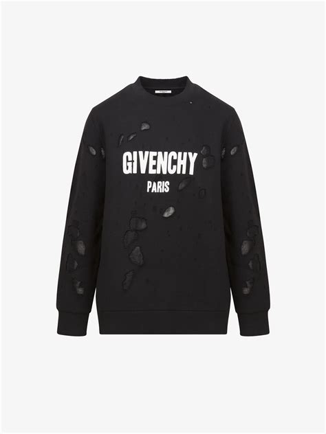 givenchy paris sweatshirt with holes|givenchy destroyed sweatshirt.